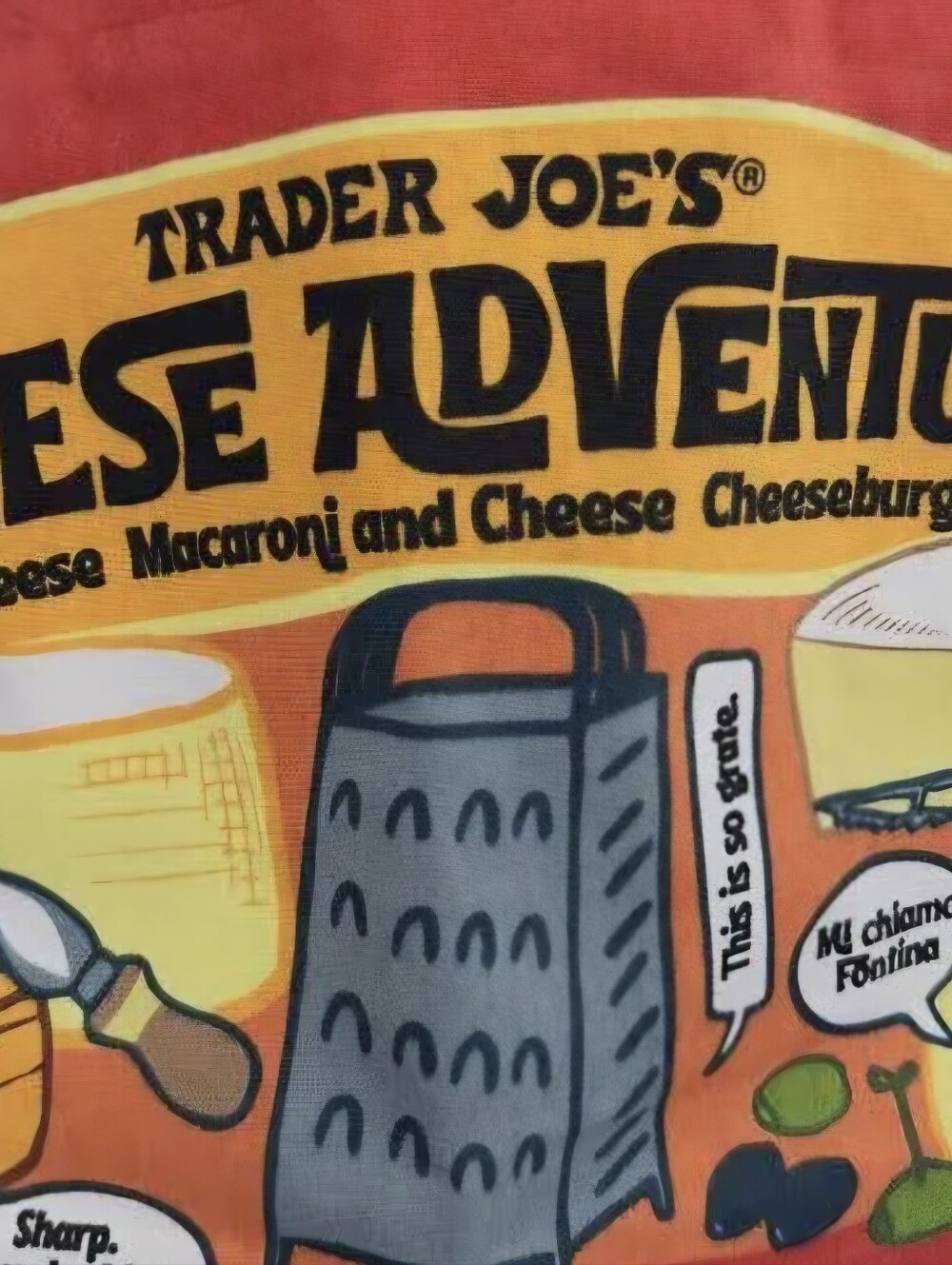 NWT Trader Joe's Canvas Tote 'Cheese Adventures' - Picture 5 of 10